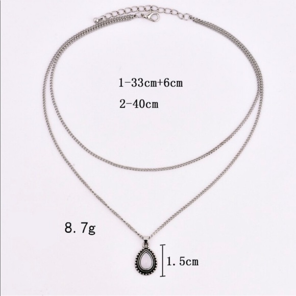 2 Layer Antique White Stone Necklace - Picture 3 of 4